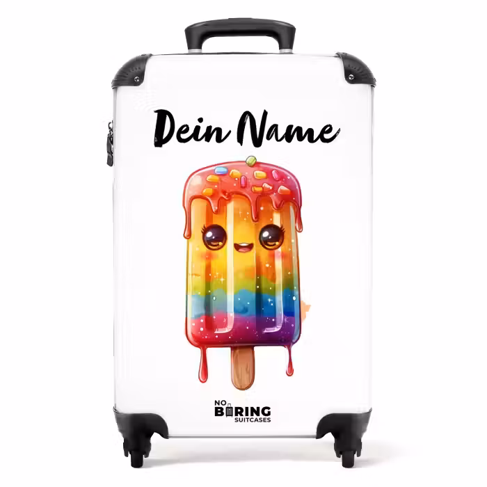 Koffer mit Name - Rubinrotes Regenbogeneis