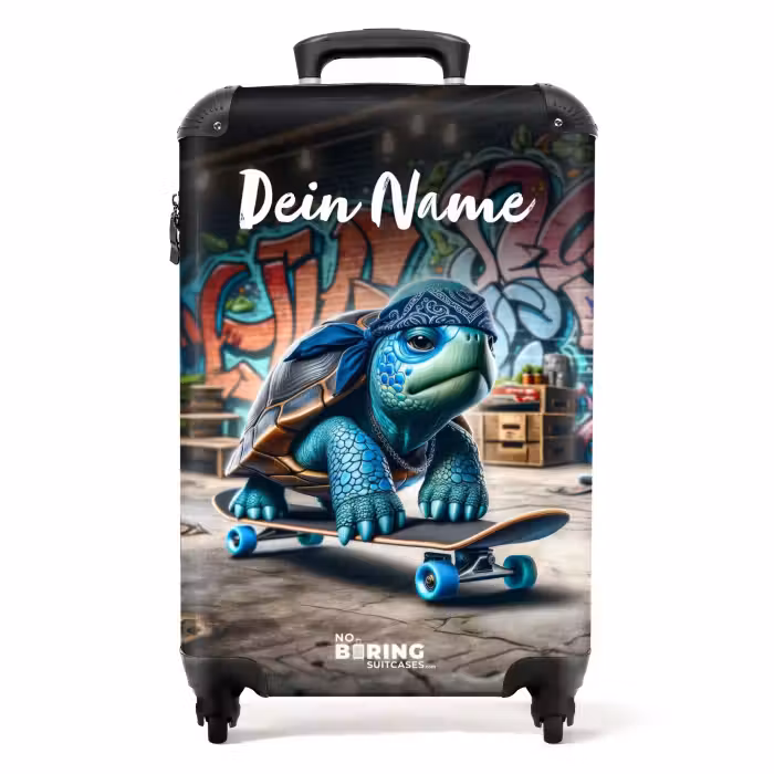 Koffer mit Name - Skater-Schildkröte