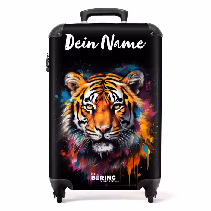 Koffer mit Name - Tiger als Straßenkunstwerk