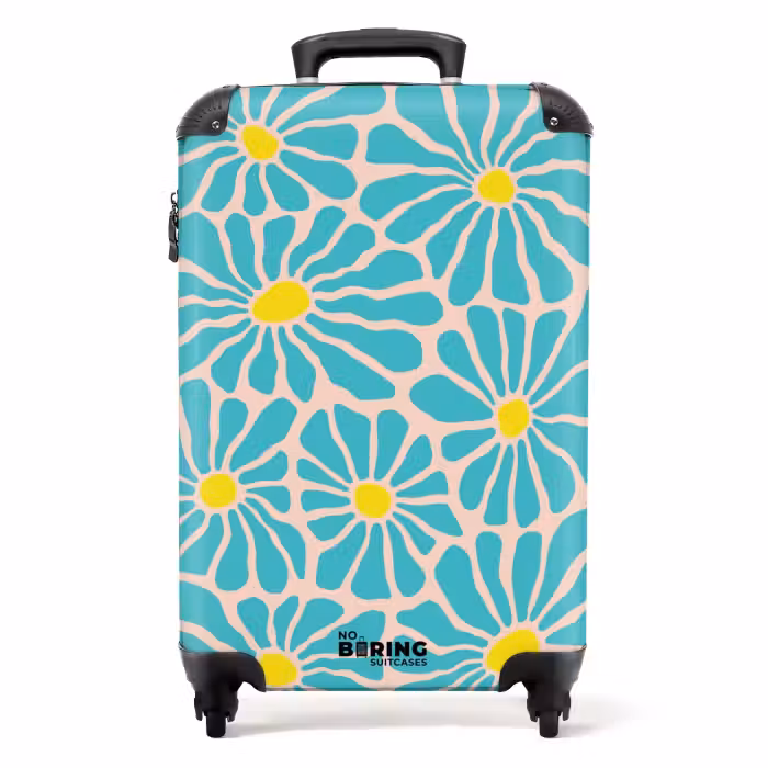 Koffer - Pastellfarbene Blumen - Blau