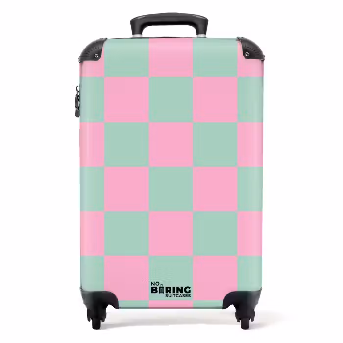 Koffer - Quadrate - Rosa/Mintblau