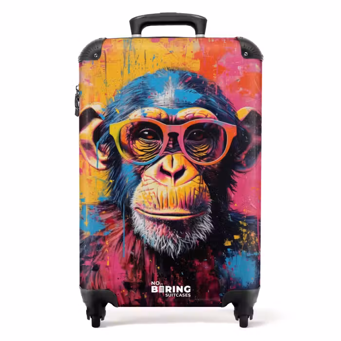 Koffer - Schimpanse mit Brille im Graffiti-Stil