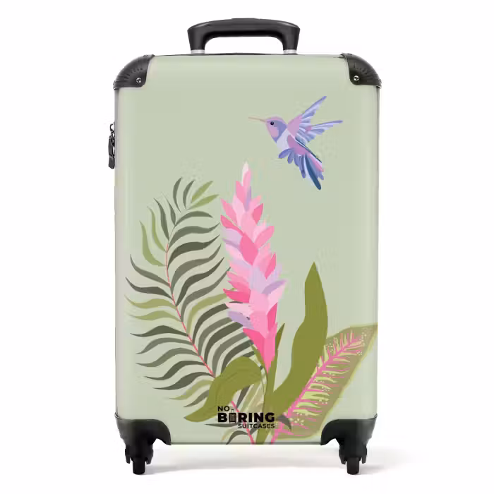 Koffer - Sommerliche Erinnerungen - Kolibri in der Nähe tropischer Blumen