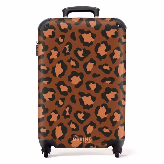 Koffer - Tiermuster - Koffer mit Pantherprint in kastanienbraun und schwarz/terrakotta