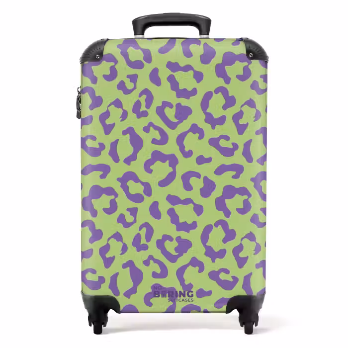 Koffer - Tiermuster - Koffer mit Pantherprint in Lila und Grün