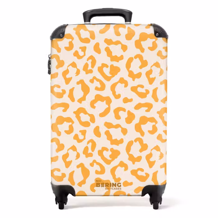 Koffer - Tiermuster - Koffer mit Pantherprint in Orange und Cremefarbe
