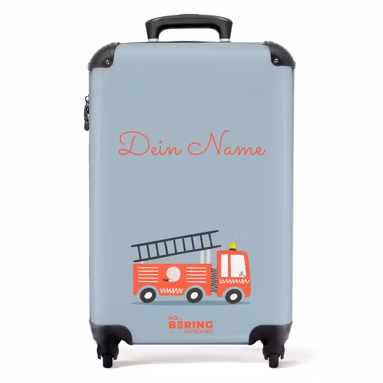 Koffer mit Name - Feuerwehrwagen auf blauem Hintergrund — 1