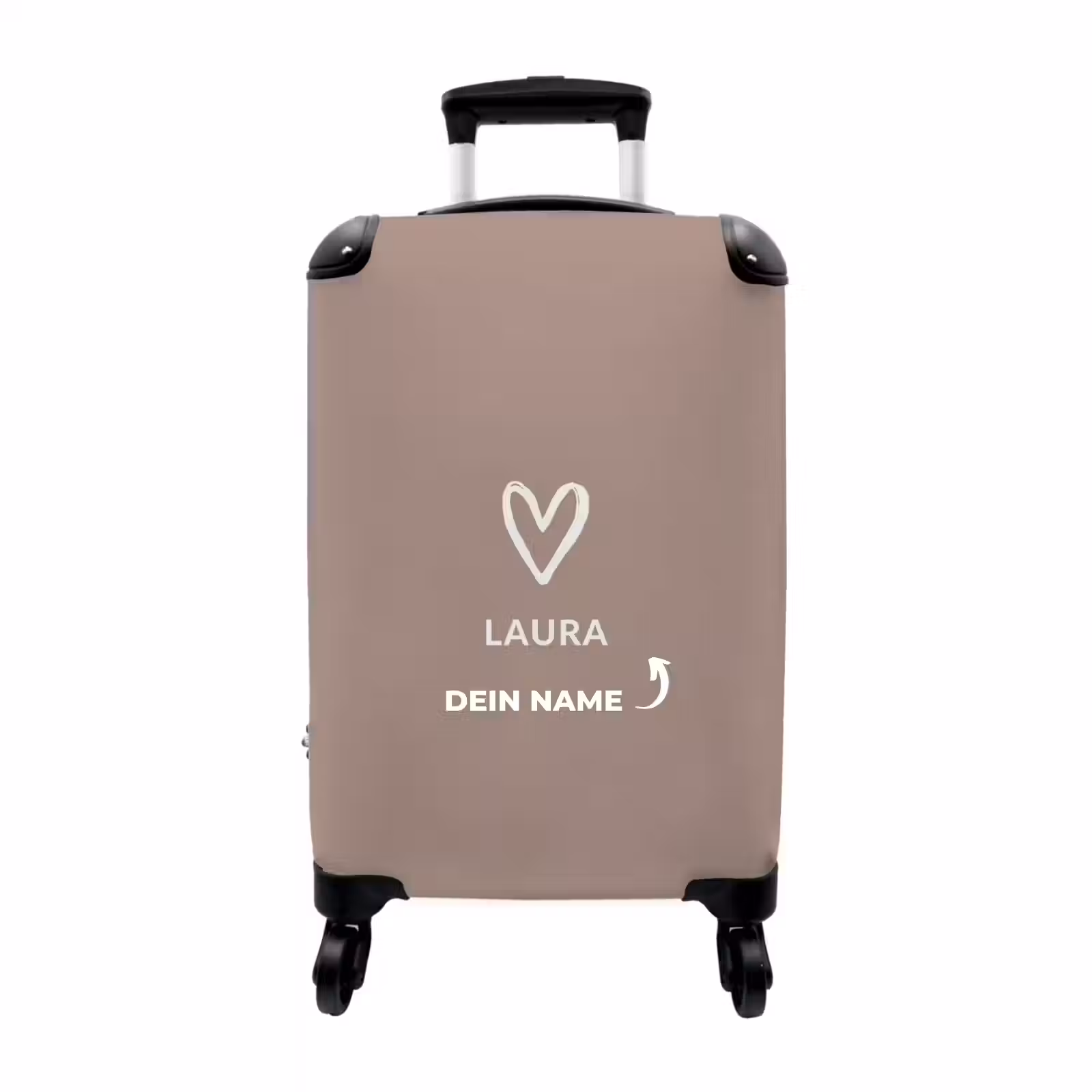 Koffer mit Name - Herz in Taupe — 1