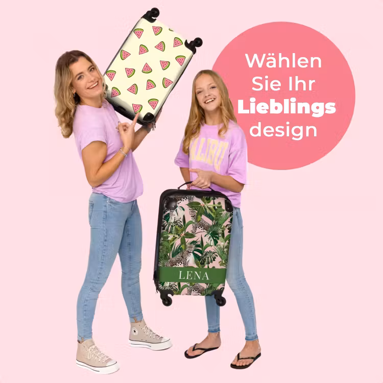 Koffer mit Name - Dschungel-Leopardenmuster mit rosa Hintergrund — 4