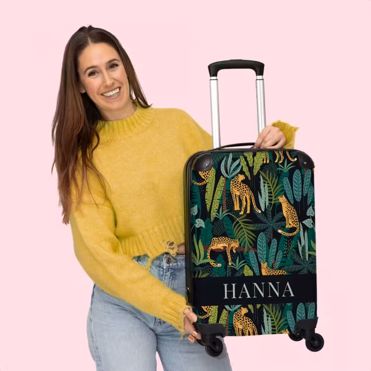 Koffer mit Name - Dschungelmuster mit Leoparden — 2