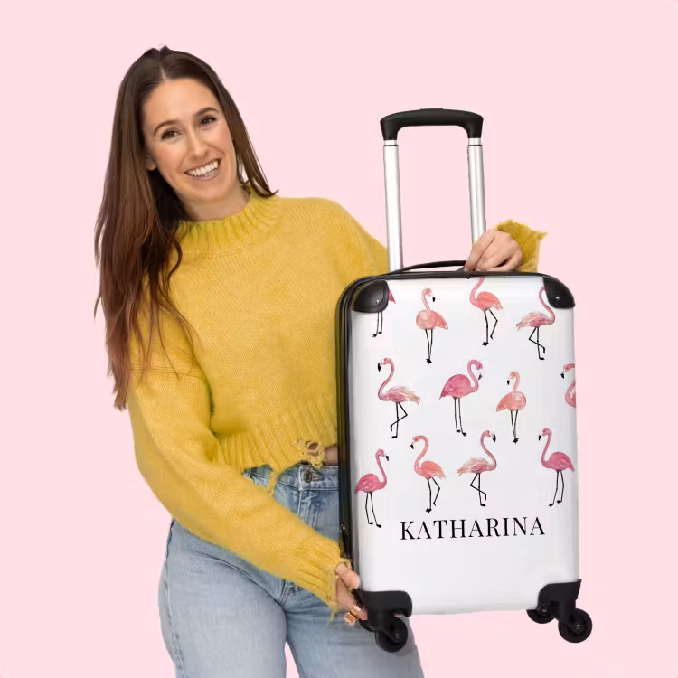 Koffer mit Name - Flamingo-Muster — 2
