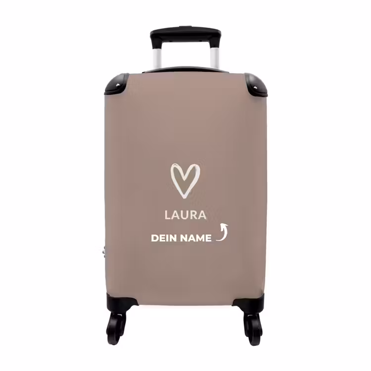 Koffer mit Name - Herz in Taupe — 1