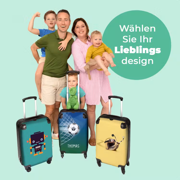 Koffer mit Name - Fußball im Tor mit blauem und grünem Hintergrund — 4