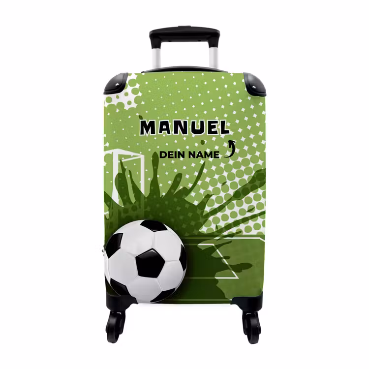 Koffer mit Name - Fußball mit grünem Hintergrund — 1