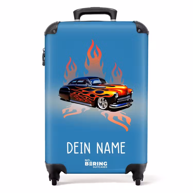Koffer mit Name - Heißer Rennwagen Flammen — 1