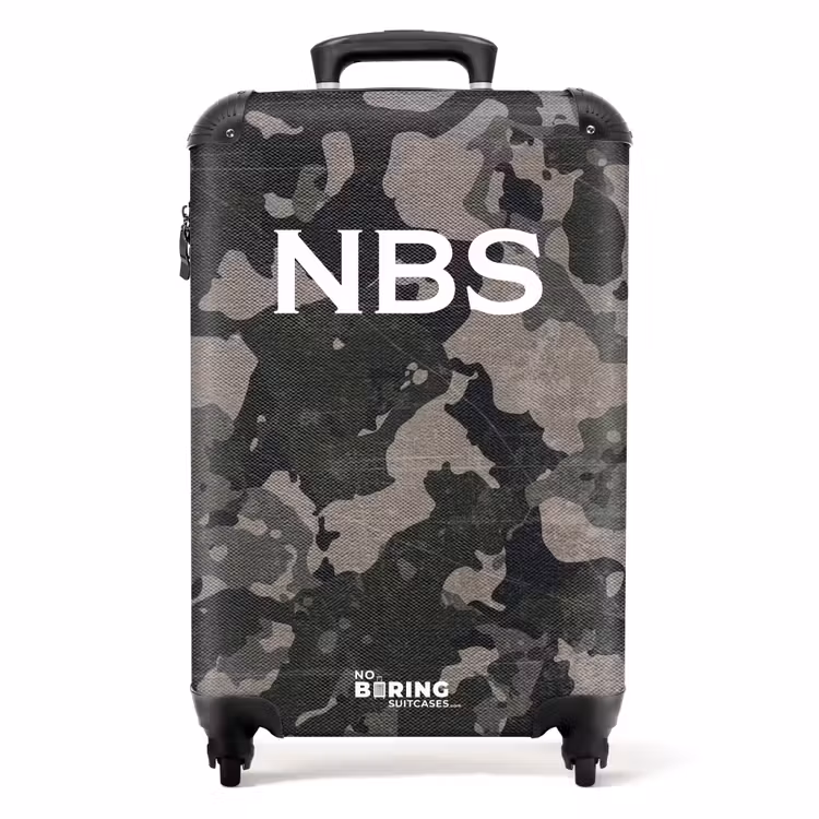 Koffer mit Name - Grünes Camouflage-Muster mit Sandfarbe — 1