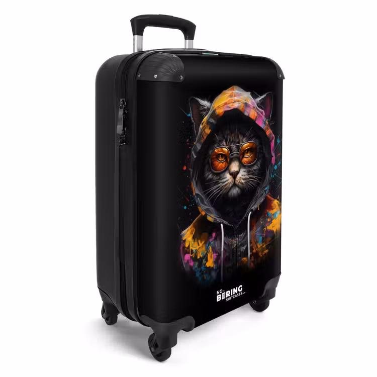 Koffer - Katze mit bunter Weste und orangefarbener Brille — 2