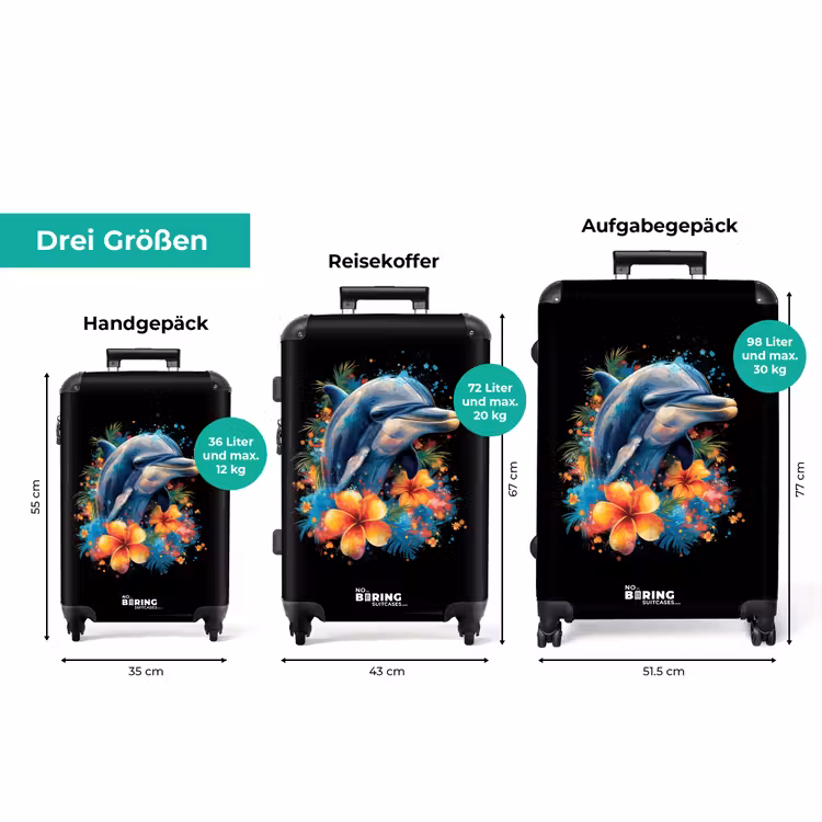 Koffer - Delphin inmitten von Graffiti-Blumen — 3