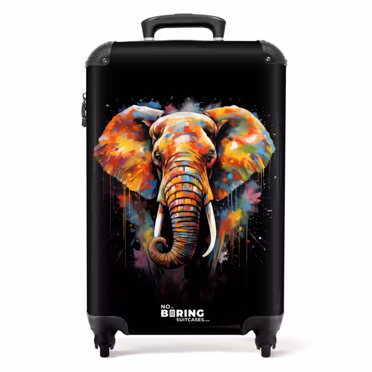 Koffer - Elefant mit bunten Spritzern verziert — 1