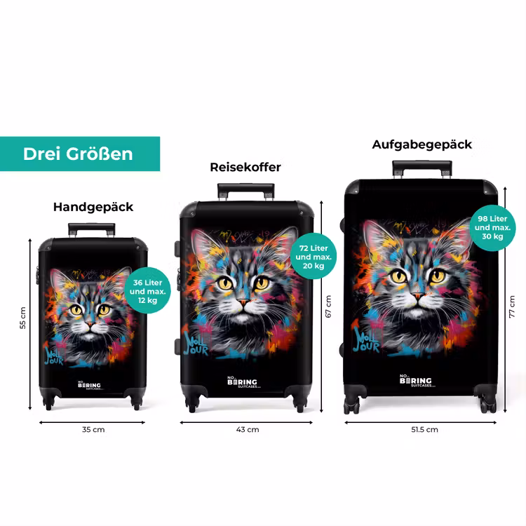 Koffer - Katze mit bunten Pinselstrichen — 3