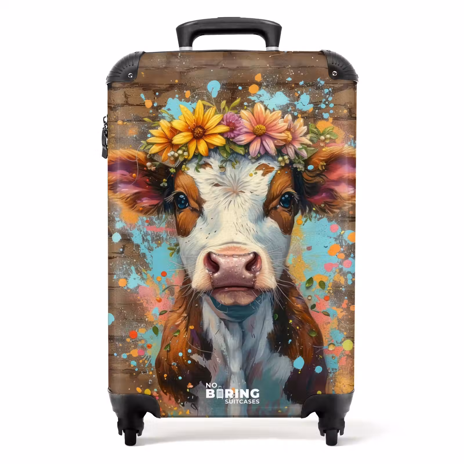 Koffer - Graffiti-Kuh mit bunten Blumen — 1