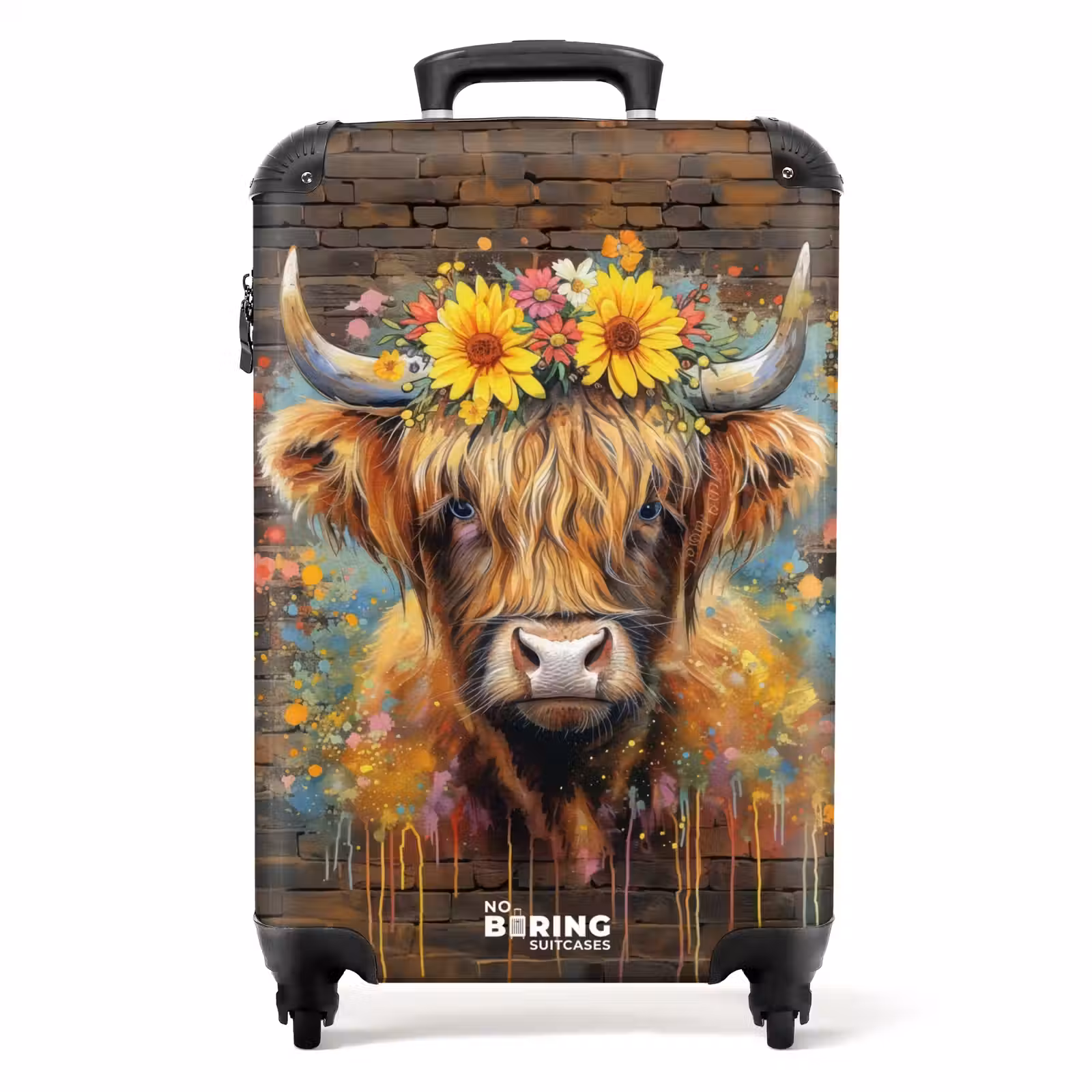 Koffer - Graffiti Schottischer Highlander mit Blumen — 1