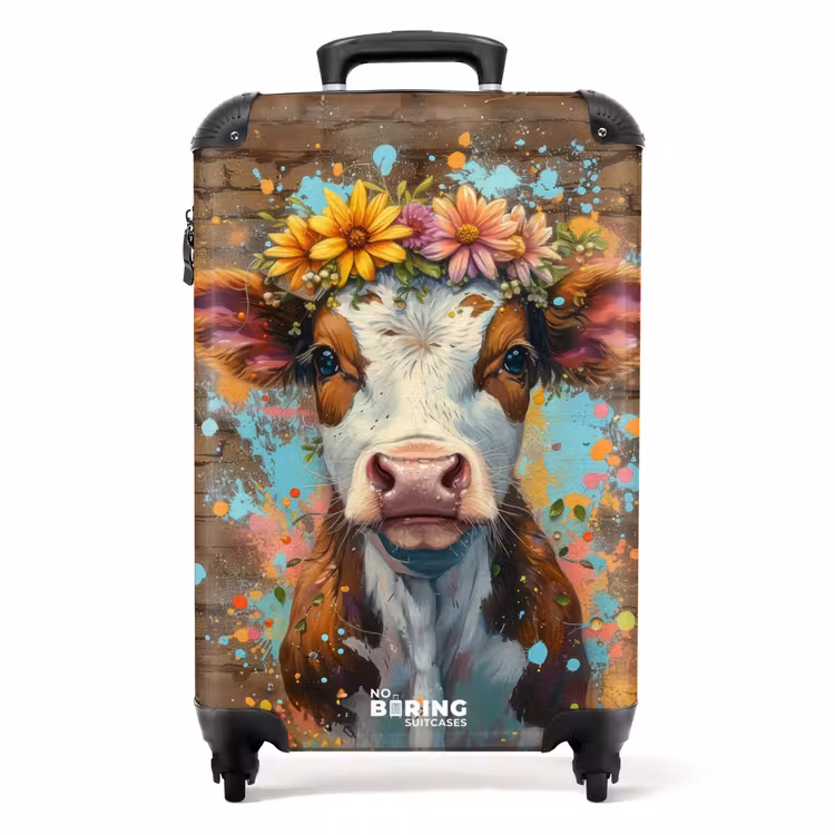 Koffer - Graffiti-Kuh mit bunten Blumen — 1