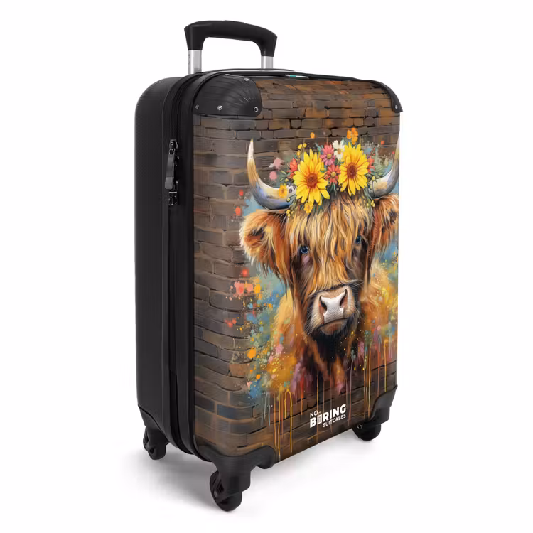 Koffer - Graffiti Schottischer Highlander mit Blumen — 2
