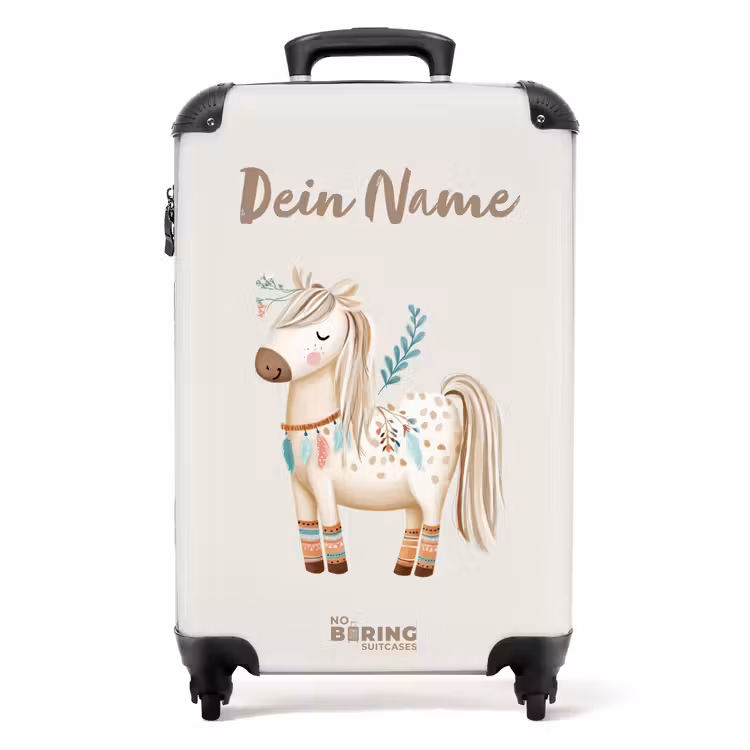 Koffer mit Name - Böhmisches Pferd in Beigetönen — 1