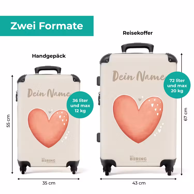 Koffer mit Name - Rotes Herz auf beigem Hintergrund — 7
