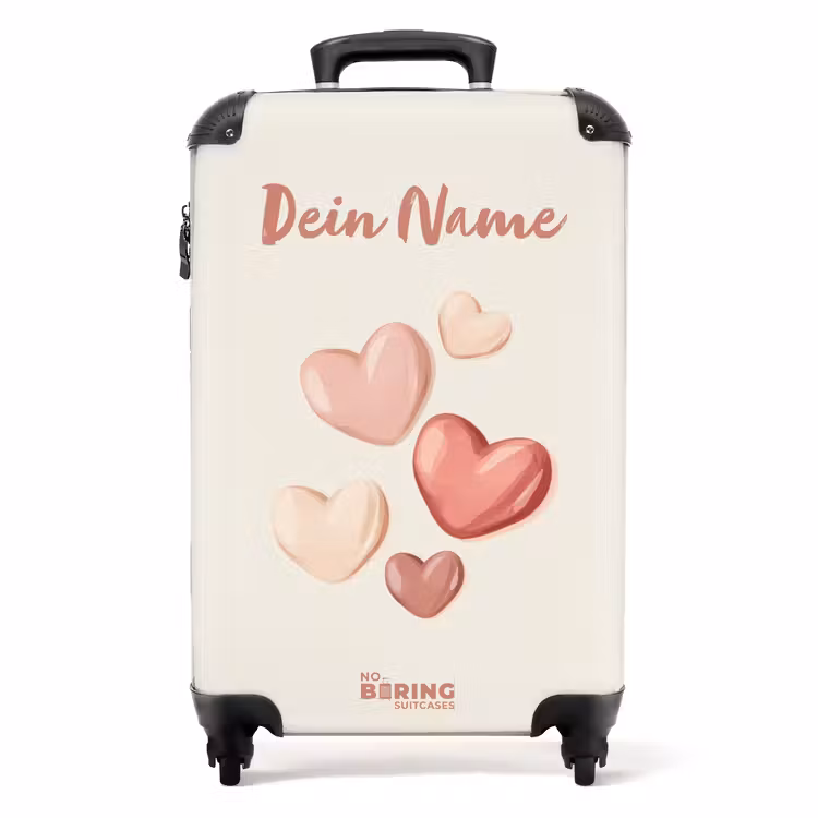 Koffer mit Name - Schwebende Herzen in zarten Rot- und Rosatönen — 1