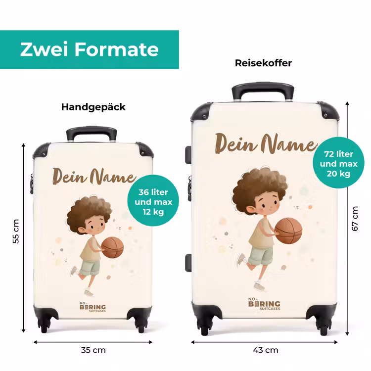 Koffer mit Name - Junge mit einem Basketball in Beigetönen — 7