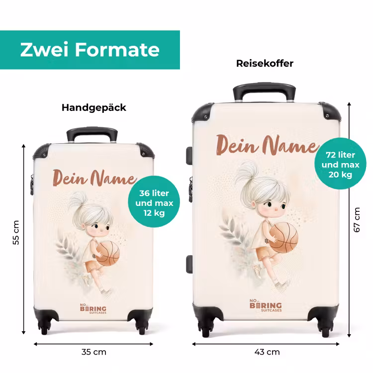 Koffer mit Name - Mädchen mit einem Basketball in neutralen Farben — 7