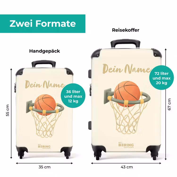 Koffer mit Name - Basketball in neutralen Farben — 7