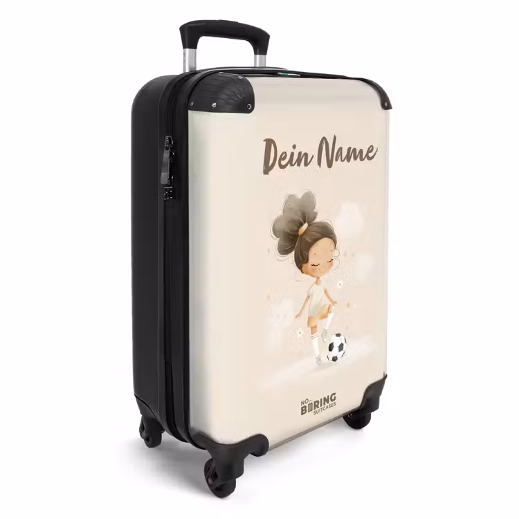 Koffer mit Name - Mädchen mit einem Fussball in Beigen Farben — 2