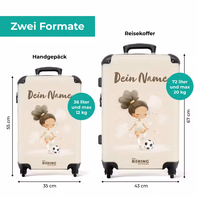 Koffer mit Name - Mädchen mit einem Fussball in Beigen Farben — 7