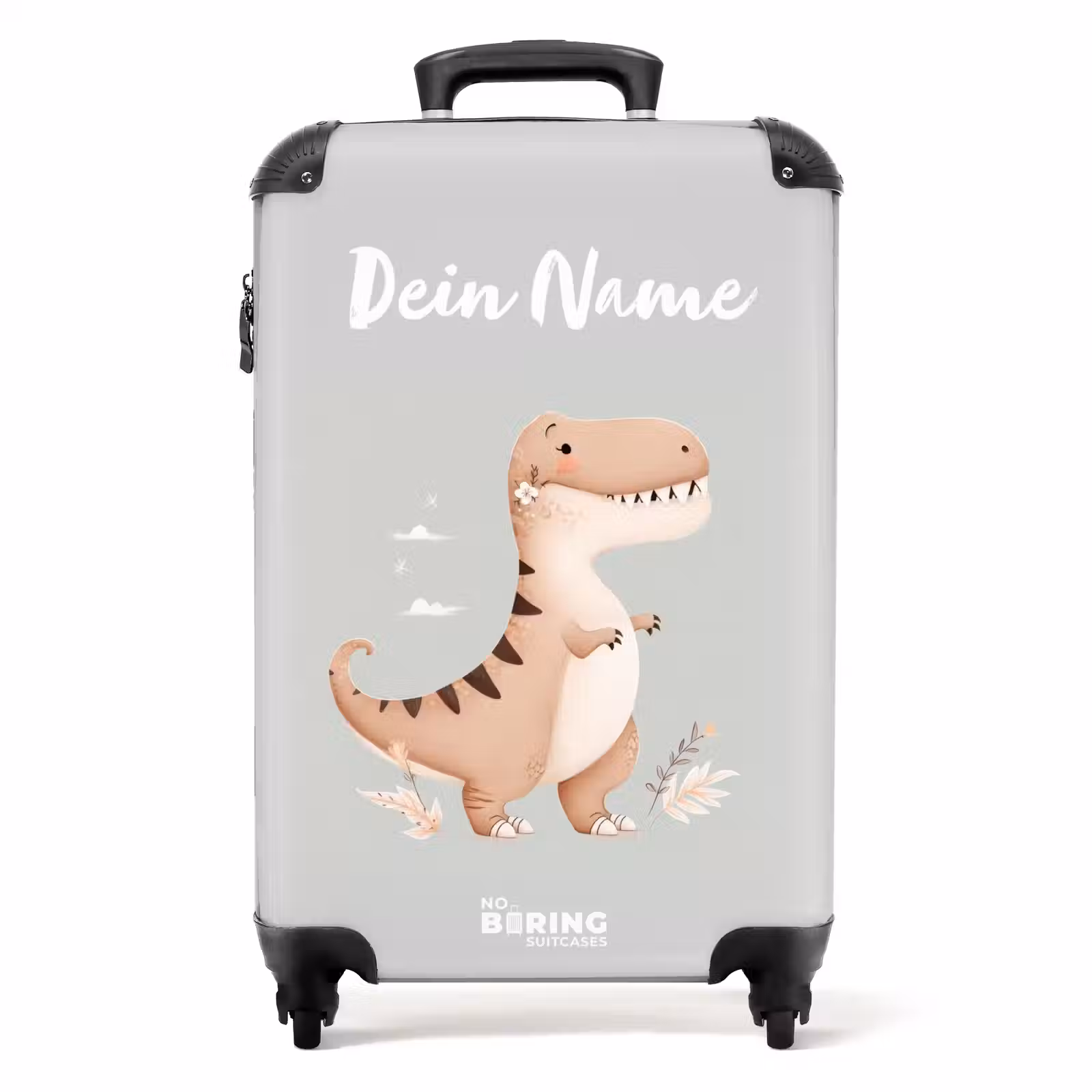Koffer mit Name - Dino in Beige und Grau — 1