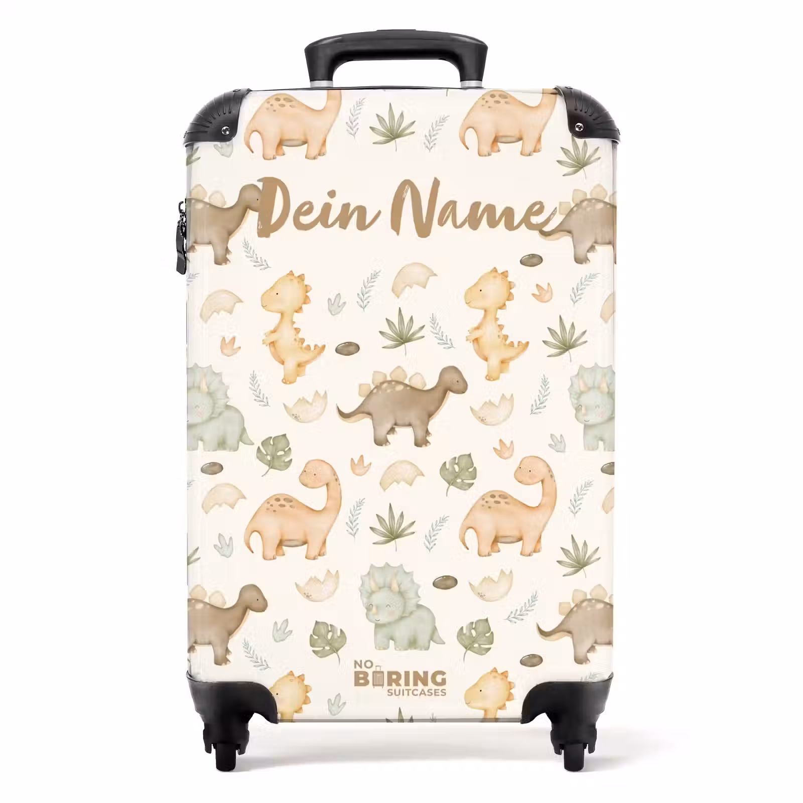 Koffer mit Name - Dino-Muster in Pastellfarben — 1