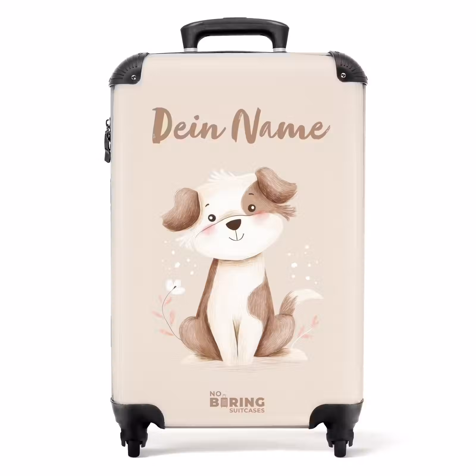 Koffer mit Name - Hund in Braun und Beige — 1