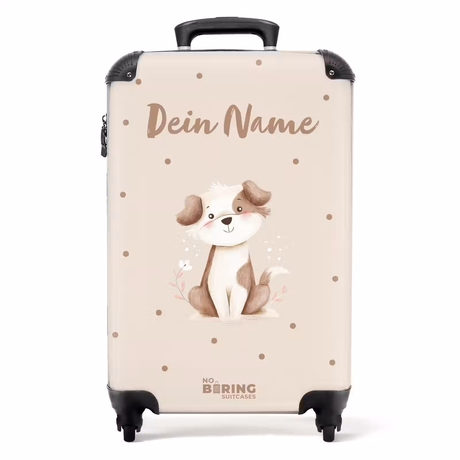 Koffer mit Name - Hundewelpe umgeben von braunen Punkten — 1