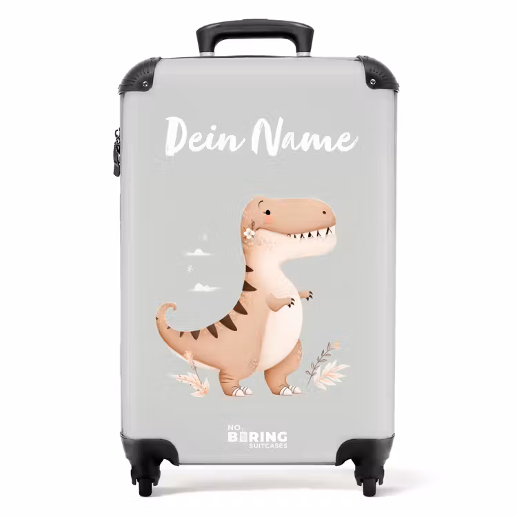 Koffer mit Name - Dino in Beige und Grau — 1