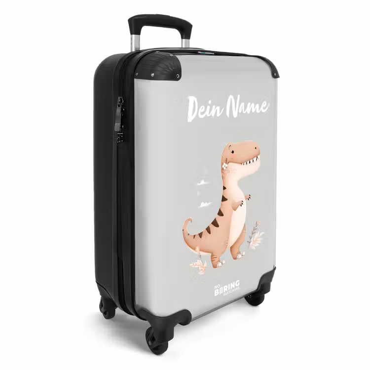 Koffer mit Name - Dino in Beige und Grau — 2