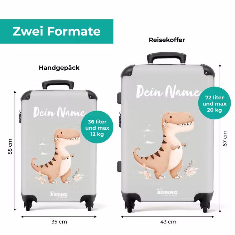 Koffer mit Name - Dino in Beige und Grau — 7