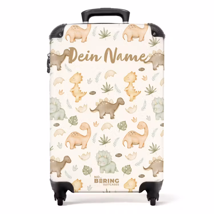 Koffer mit Name - Dino-Muster in Pastellfarben — 1