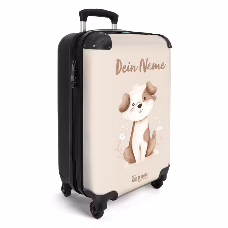 Koffer mit Name - Hund in Braun und Beige — 2