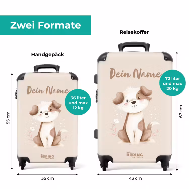Koffer mit Name - Hund in Braun und Beige — 7