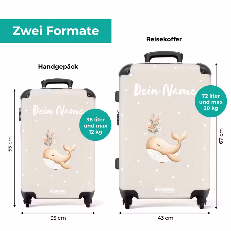 Koffer mit Name - Beigefarbener Wal in einem Meer von Blumen — 7