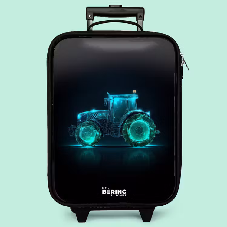 Kinderkoffer - Neontraktor auf schwarzem Hintergrund — 3