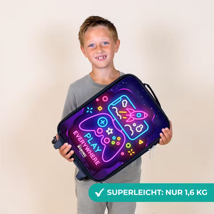 Kinderkoffer - Neon-Illustration mit einem Controller — 2