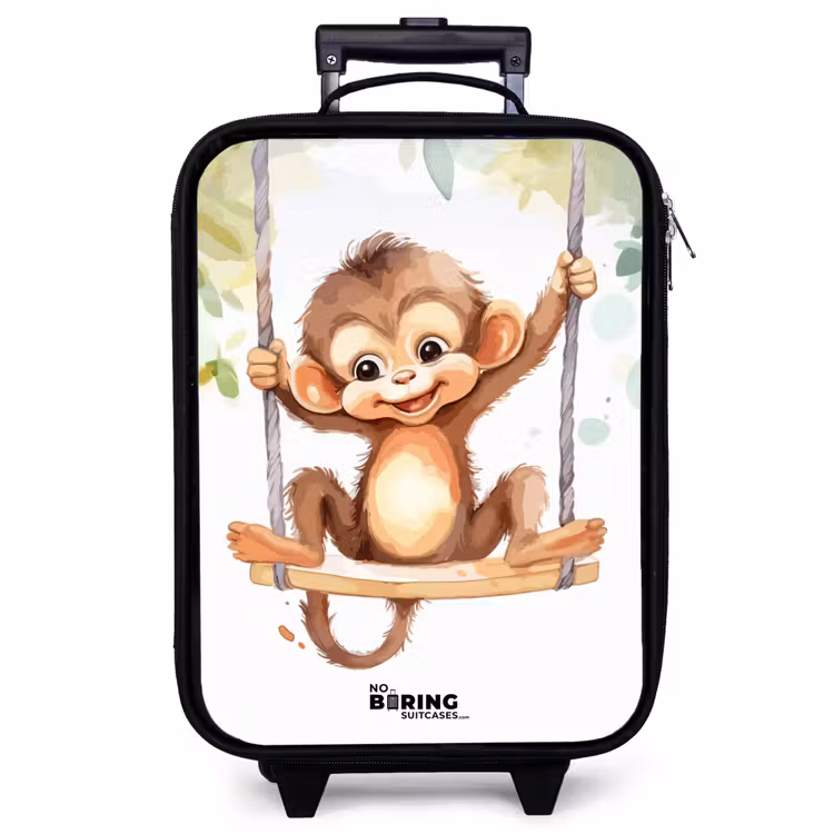 Kinderkoffer - Fröhlicher Affe auf einer Schaukel Illustration — 1